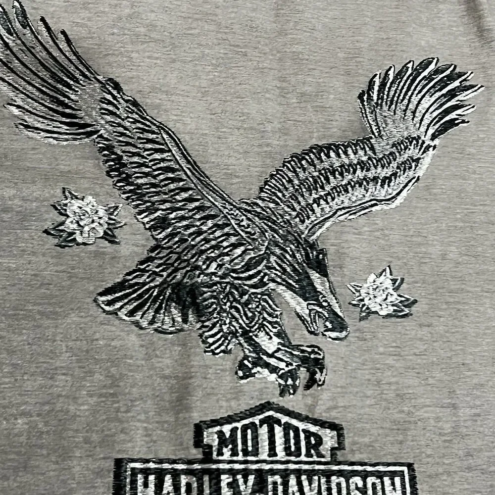 Harley Davidson Genuine Womens Sublimated Embroidery Eagle Rose Shop T SHIRT XL